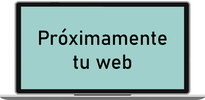 Laptop con el mensaje Próximamente tu web